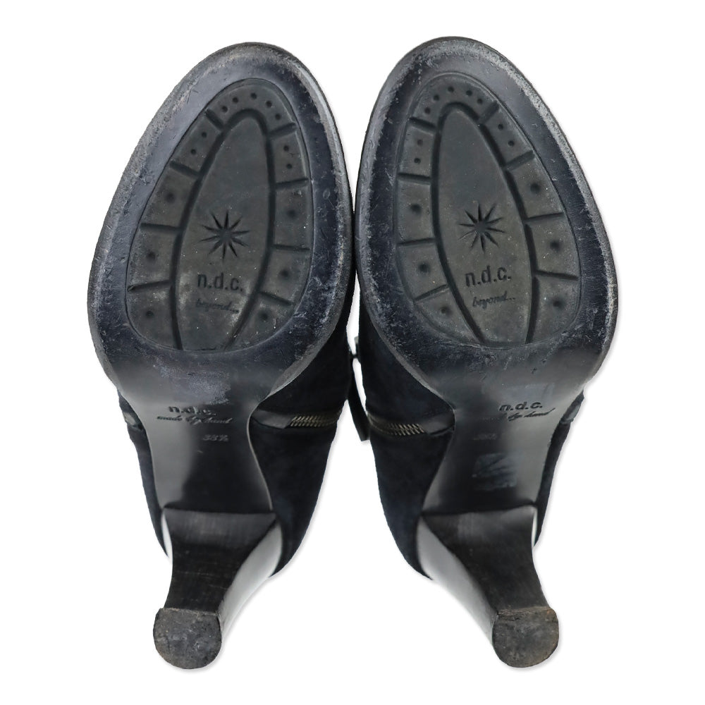 N.D.C. Black Suede Side Zip Heeled Ankle Bootie