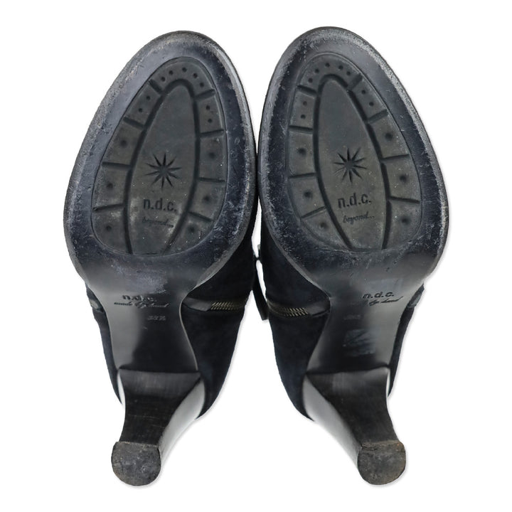 N.D.C. Black Suede Side Zip Heeled Ankle Bootie