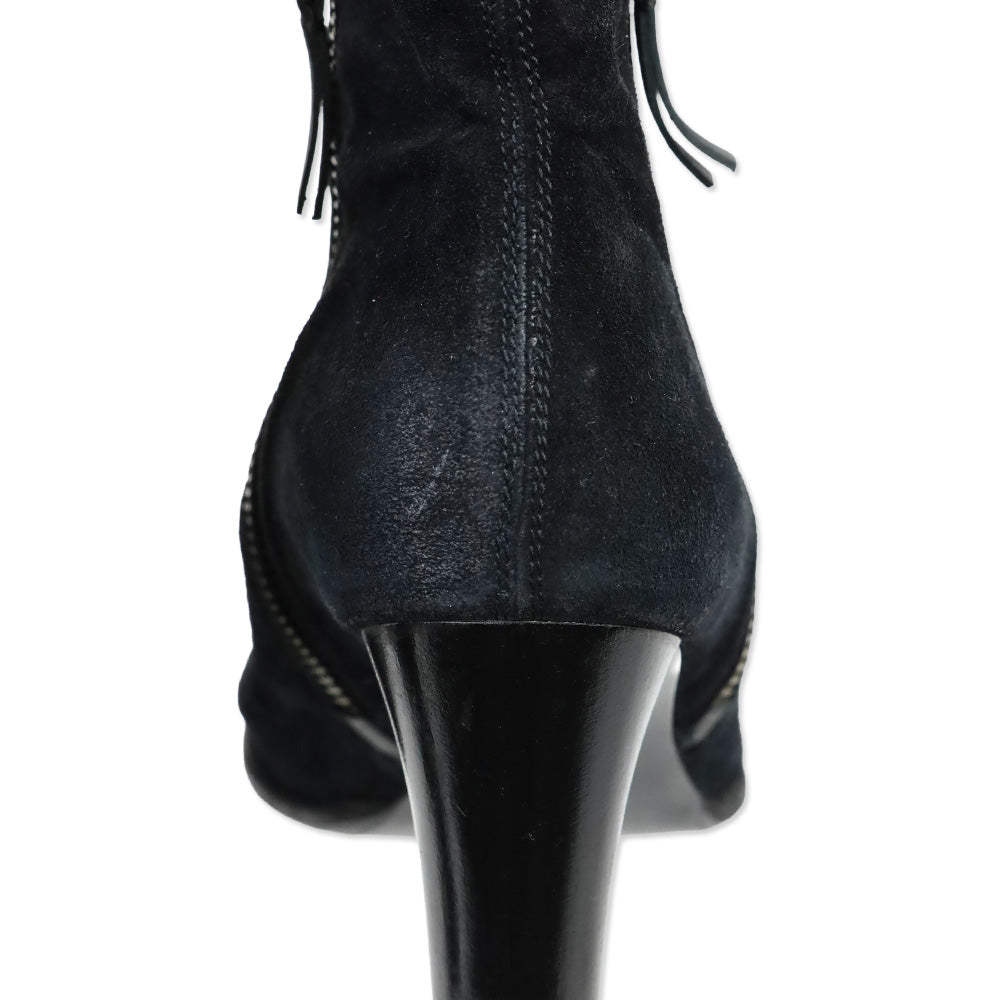 N.D.C. Black Suede Side Zip Heeled Ankle Bootie