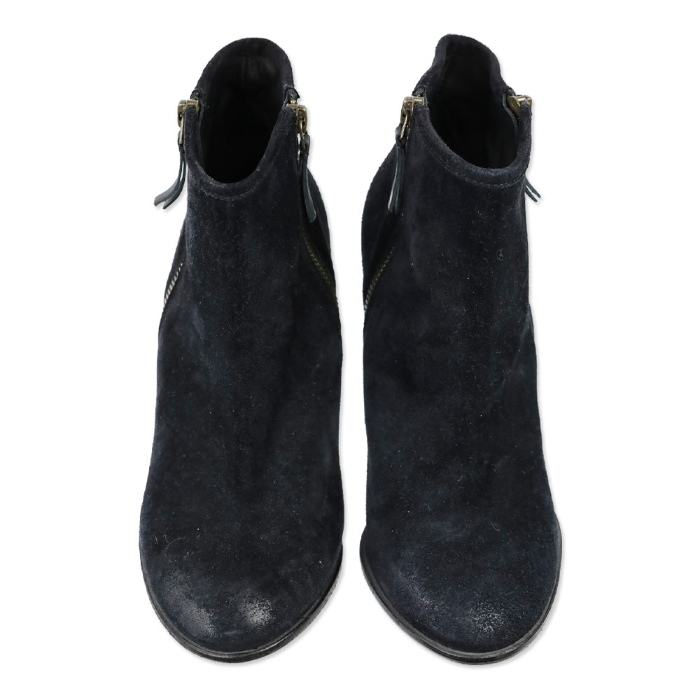 N.D.C. Black Suede Side Zip Heeled Ankle Bootie