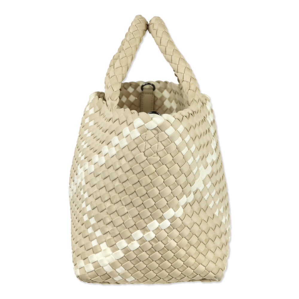 Naghedi Beige/Cream Woven Neoprene St. Barths Small Tote