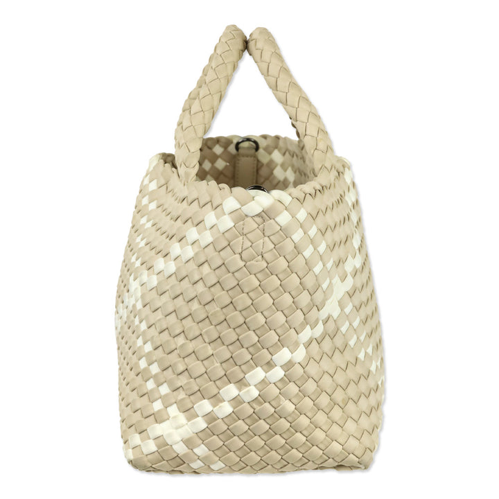 Naghedi Beige/Cream Woven Neoprene St. Barths Small Tote