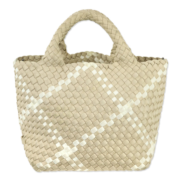Naghedi Beige/Cream Woven Neoprene St. Barths Small Tote
