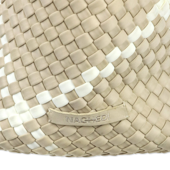 Naghedi Beige/Cream Woven Neoprene St. Barths Small Tote