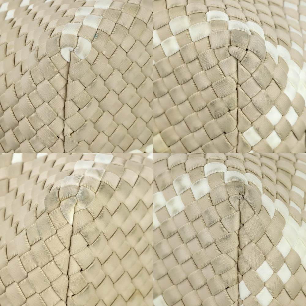 Naghedi Beige/Cream Woven Neoprene St. Barths Small Tote