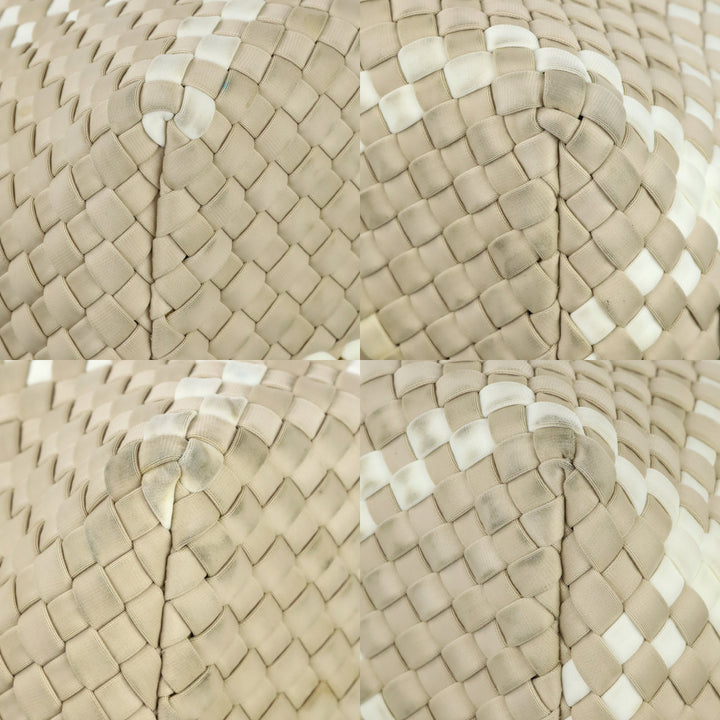 Naghedi Beige/Cream Woven Neoprene St. Barths Small Tote