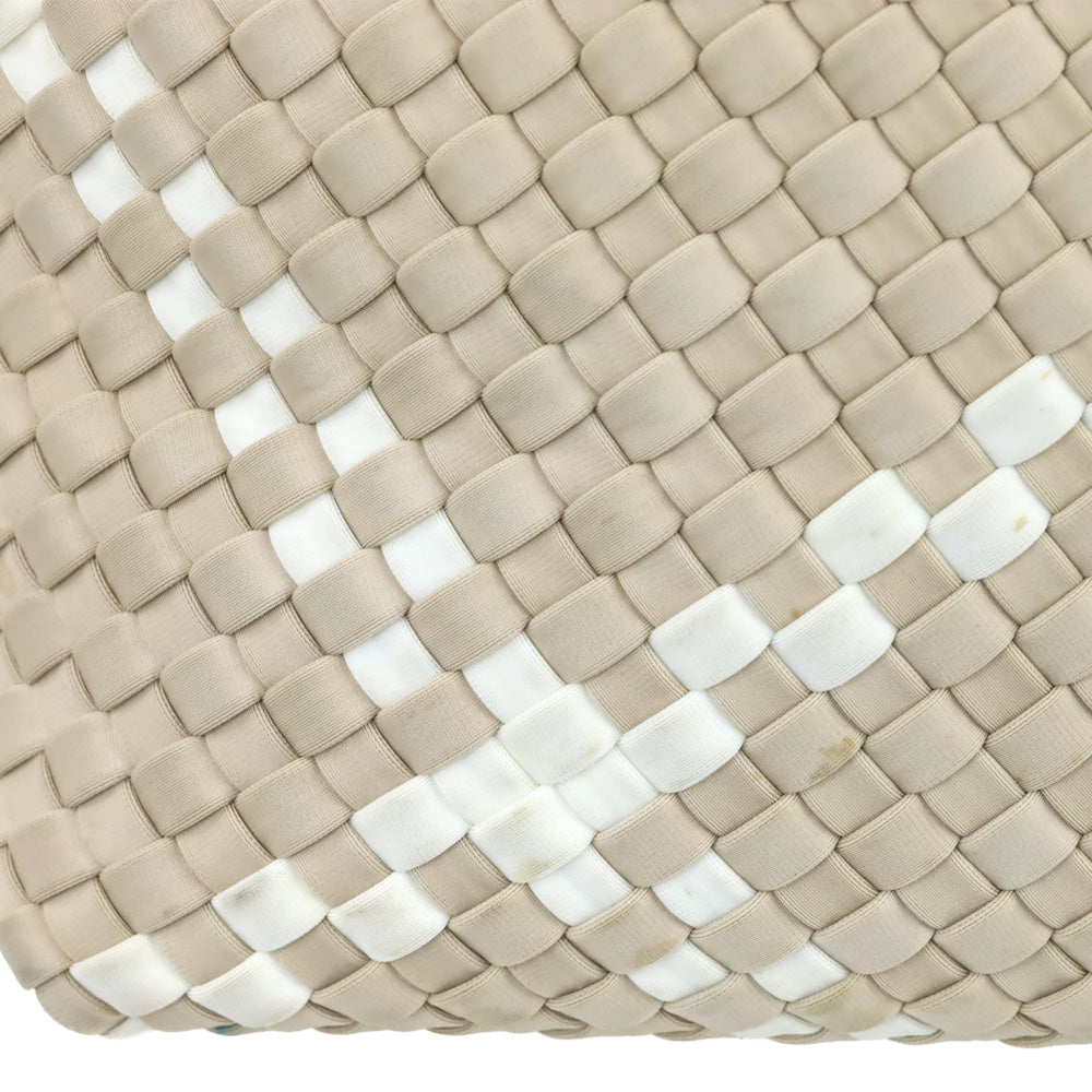 Naghedi Beige/Cream Woven Neoprene St. Barths Small Tote