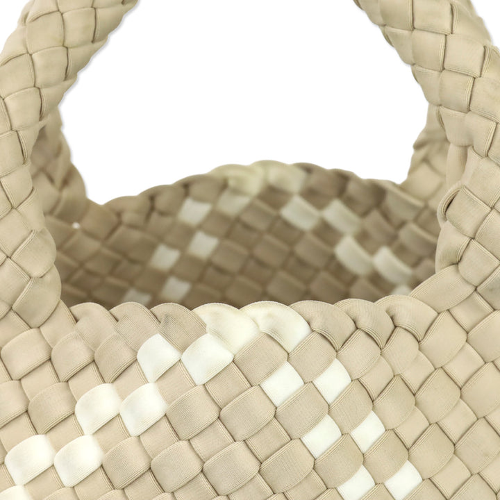 Naghedi Beige/Cream Woven Neoprene St. Barths Small Tote