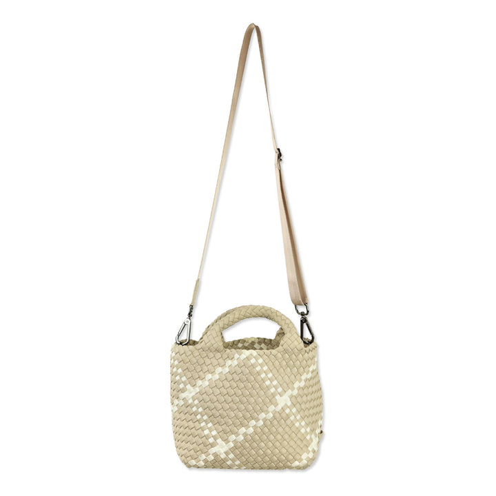Naghedi Beige/Cream Woven Neoprene St. Barths Small Tote