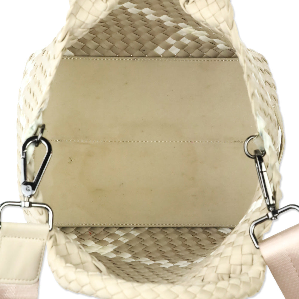 Naghedi Beige/Cream Woven Neoprene St. Barths Small Tote