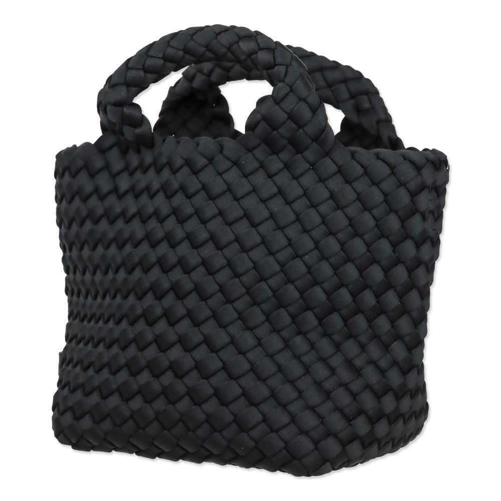Naghedi Black Onyx Woven Neoprene St. Barths Petit Tote