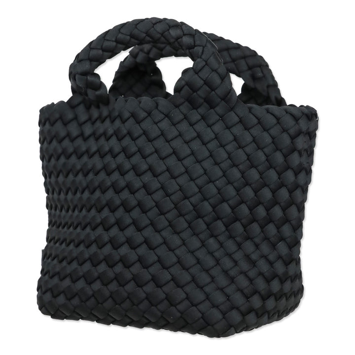 Naghedi Black Onyx Woven Neoprene St. Barths Petit Tote