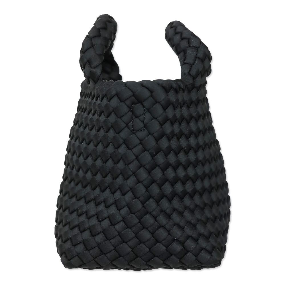 Naghedi Black Onyx Woven Neoprene St. Barths Petit Tote