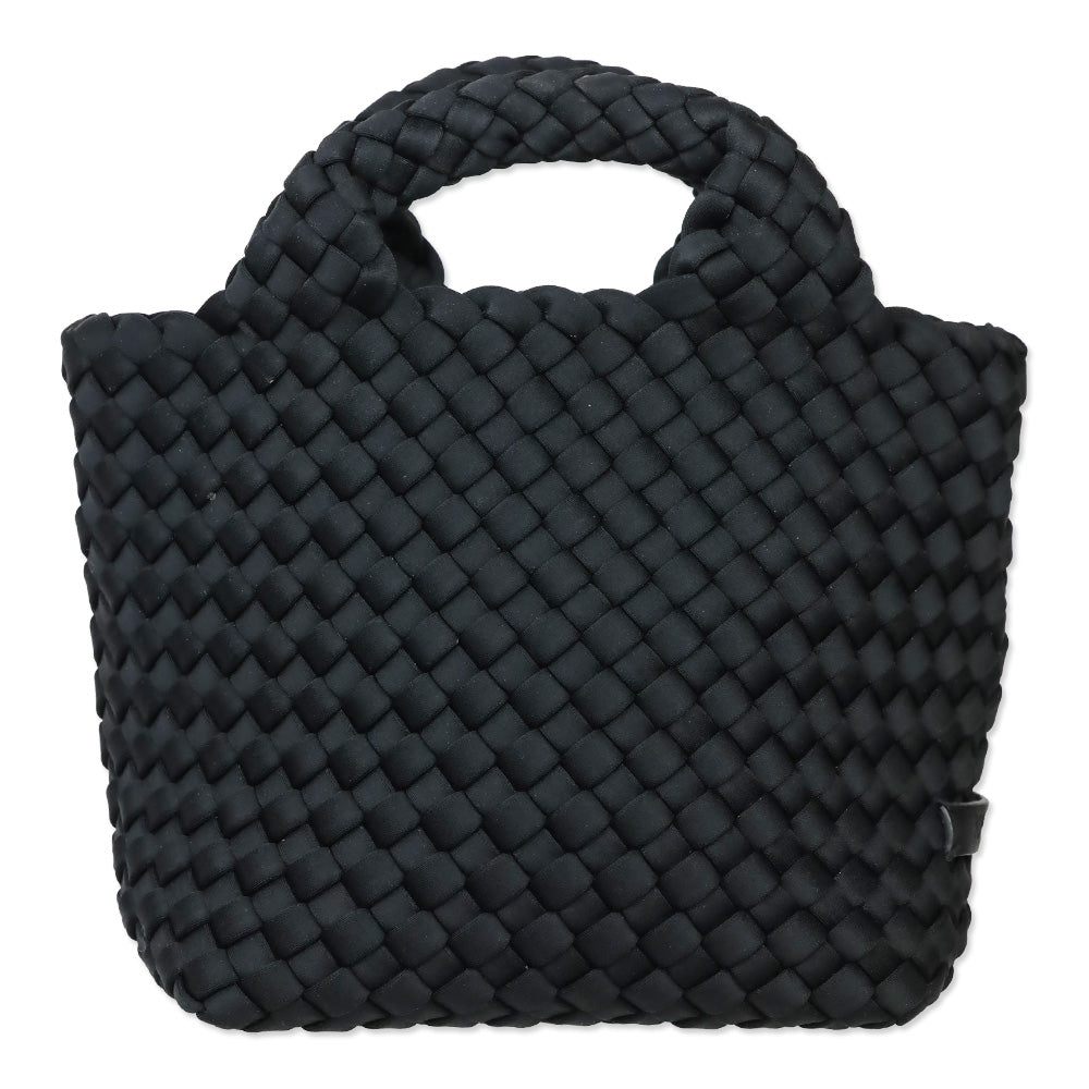 Naghedi Black Onyx Woven Neoprene St. Barths Petit Tote