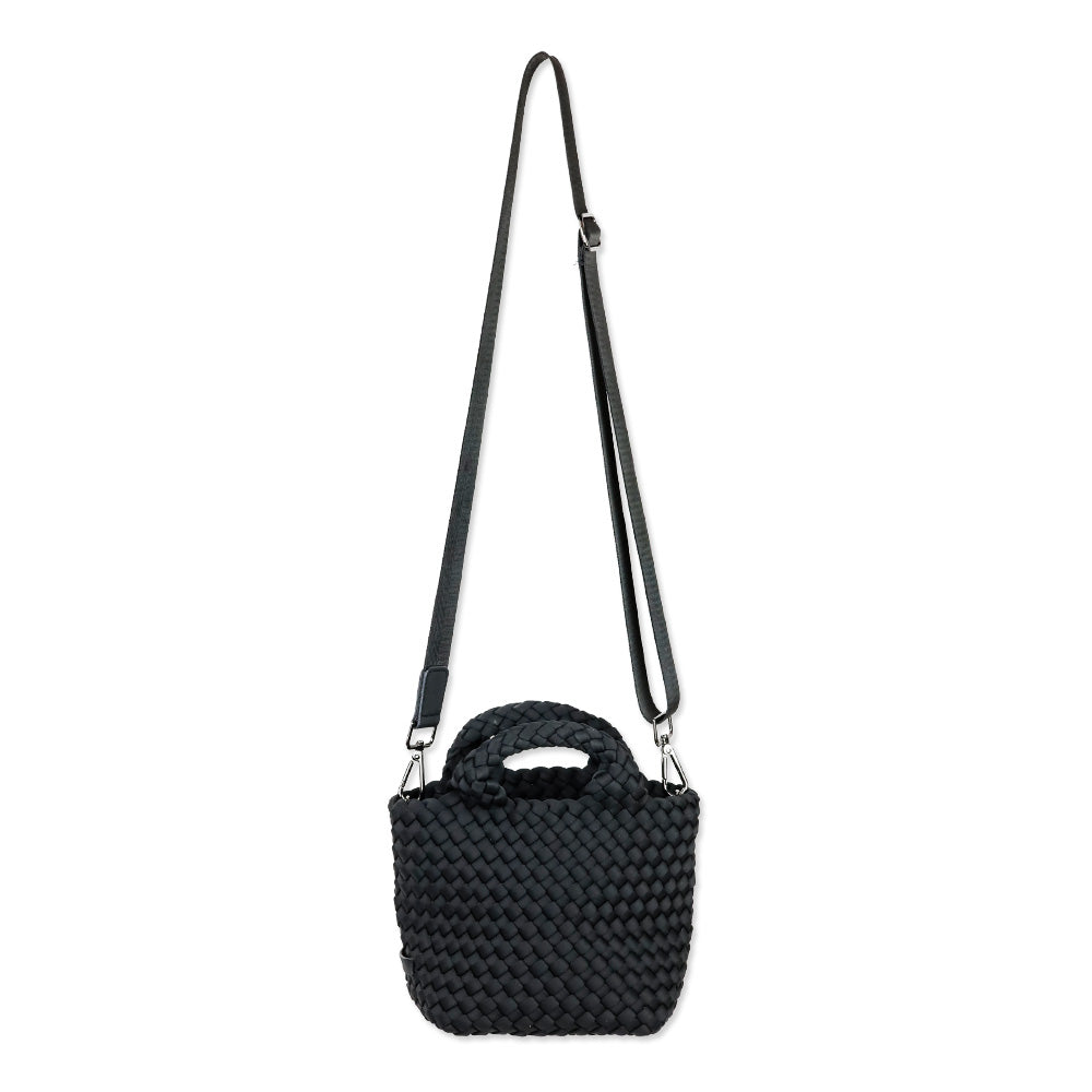 Naghedi Black Onyx Woven Neoprene St. Barths Petit Tote