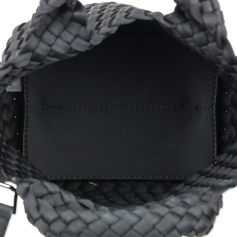 Naghedi Black Onyx Woven Neoprene St. Barths Petit Tote