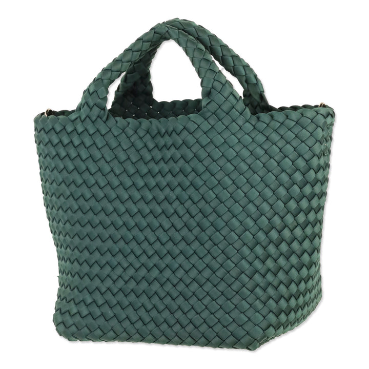Naghedi Emerald Green Woven Neoprene St. Barths Small Tote
