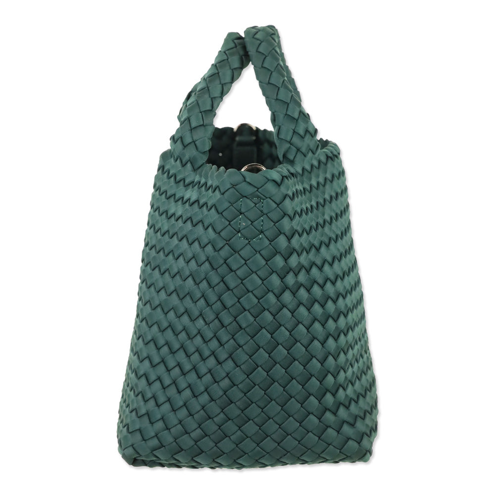 Naghedi Emerald Green Woven Neoprene St. Barths Small Tote