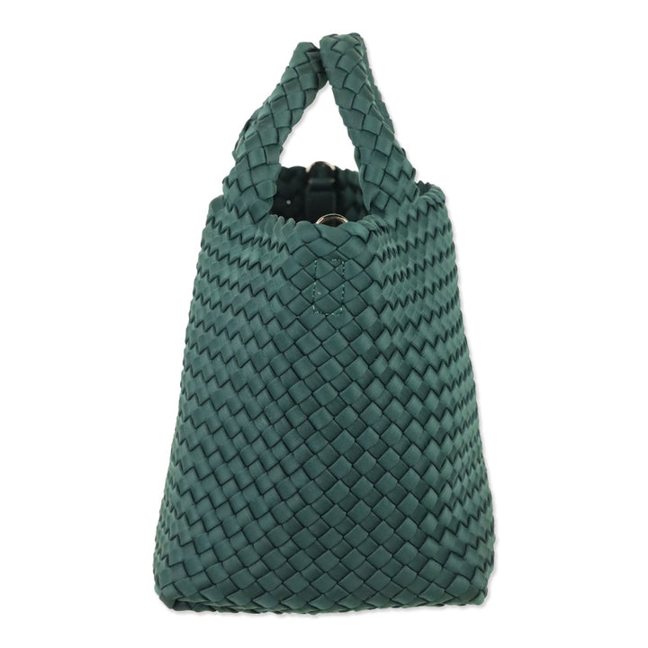 Naghedi Emerald Green Woven Neoprene St. Barths Small Tote