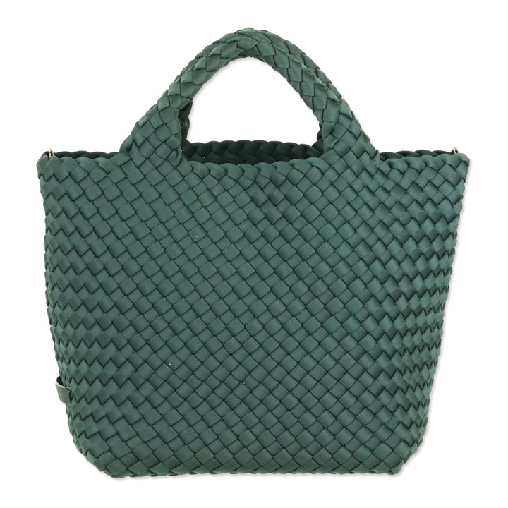 Naghedi Emerald Green Woven Neoprene St. Barths Small Tote