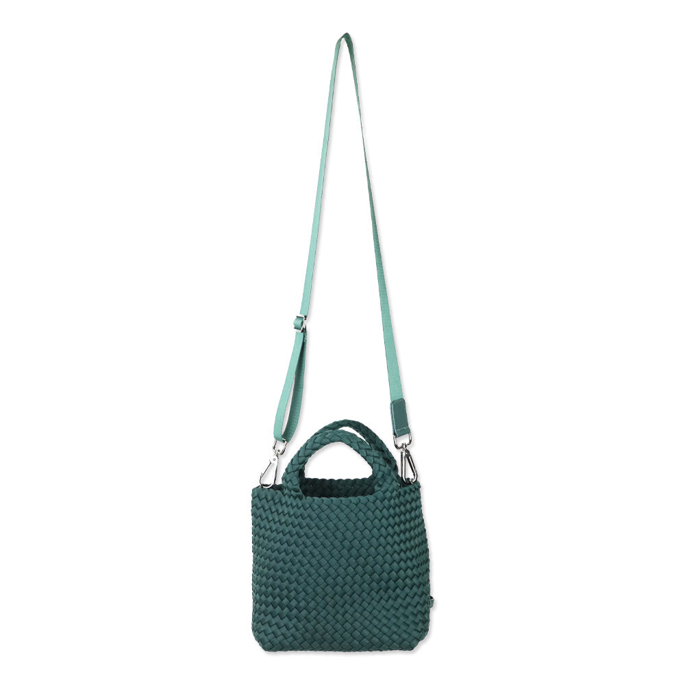 Naghedi Emerald Green Woven Neoprene St. Barths Small Tote