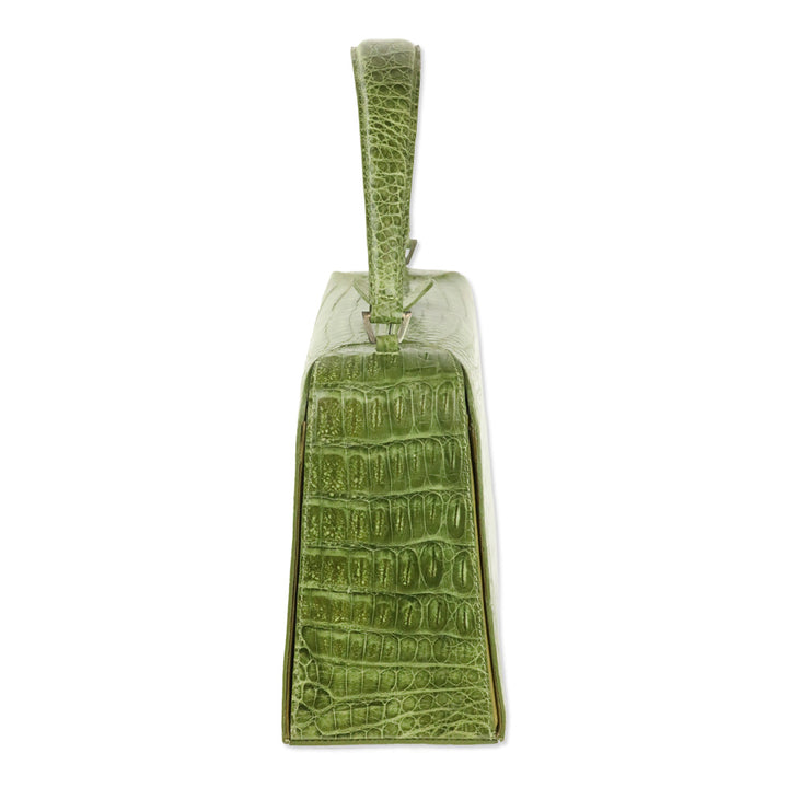 Nancy Gonzalez Green Croc-Embossed Leather Top Handle Bag