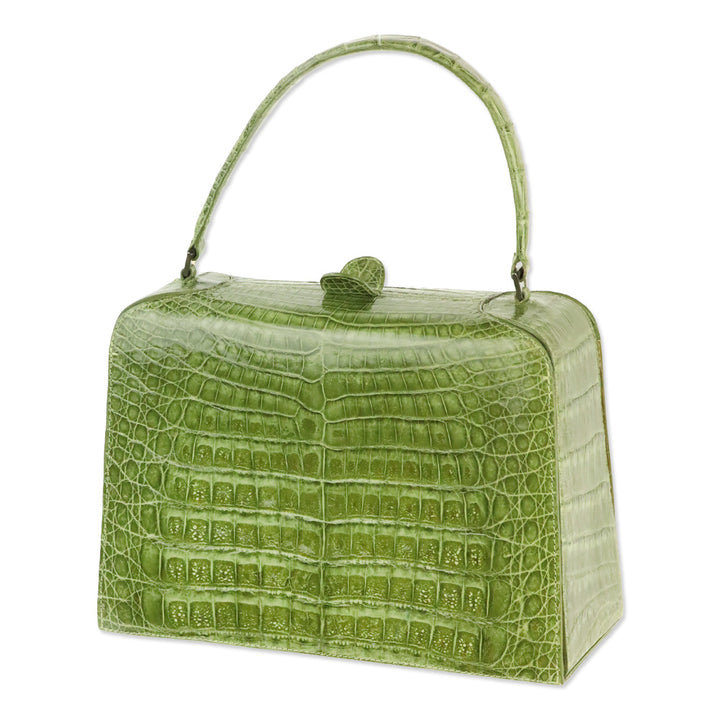Nancy Gonzalez Green Croc-Embossed Leather Top Handle Bag