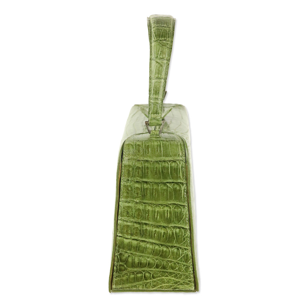 Nancy Gonzalez Green Croc-Embossed Leather Top Handle Bag