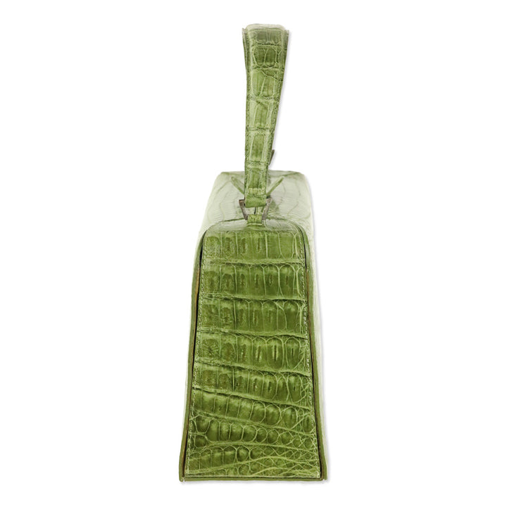 Nancy Gonzalez Green Croc-Embossed Leather Top Handle Bag