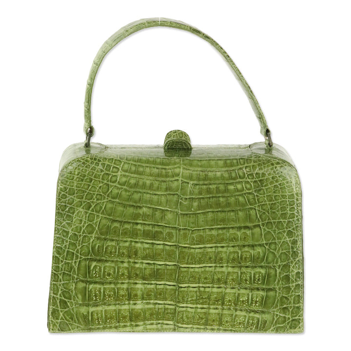 Nancy Gonzalez Green Croc-Embossed Leather Top Handle Bag