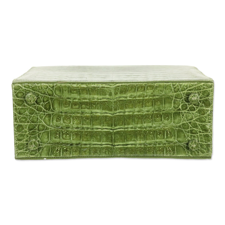Nancy Gonzalez Green Croc-Embossed Leather Top Handle Bag