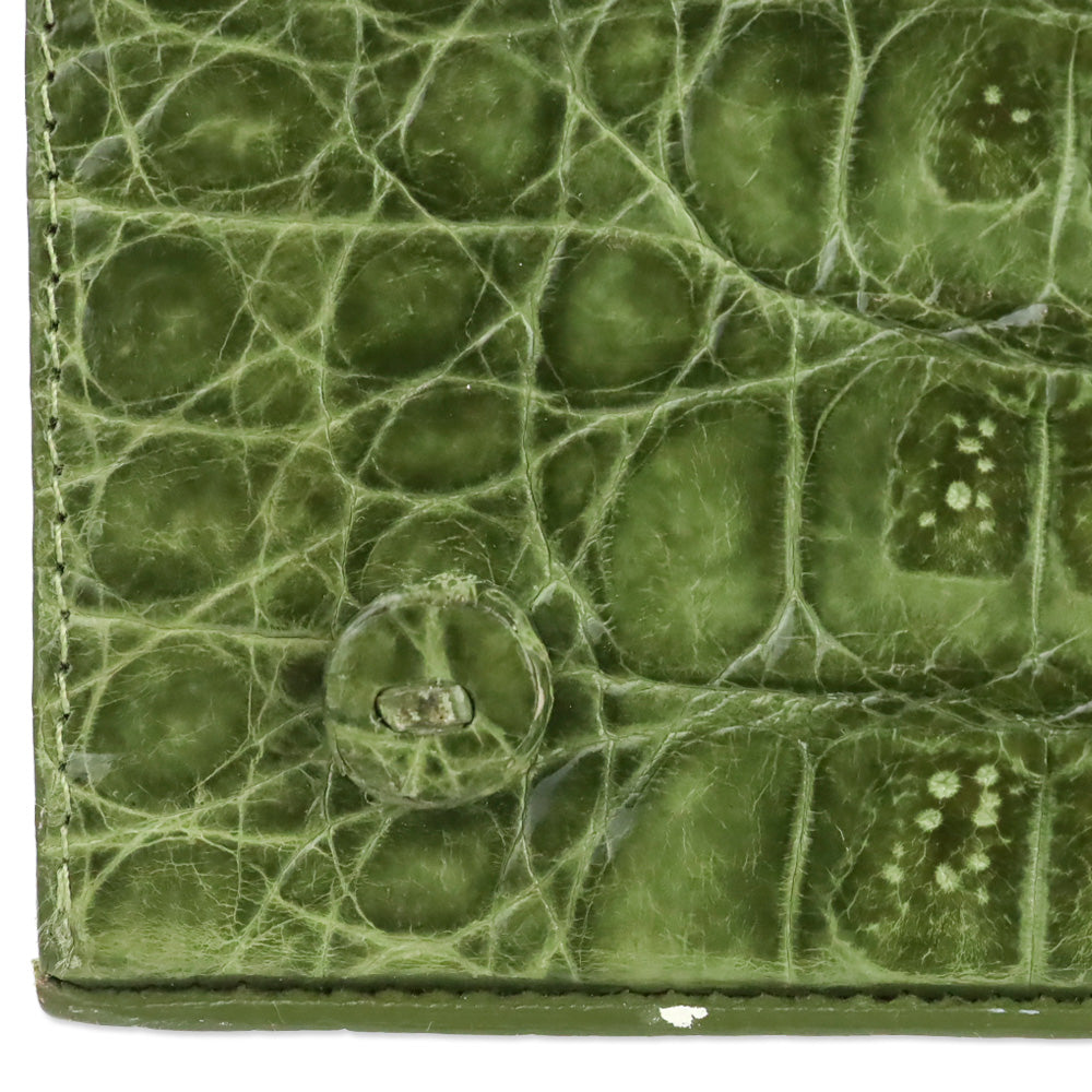 Nancy Gonzalez Green Croc-Embossed Leather Top Handle Bag