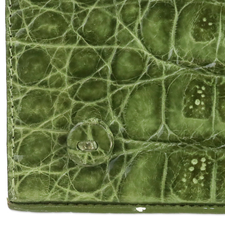 Nancy Gonzalez Green Croc-Embossed Leather Top Handle Bag