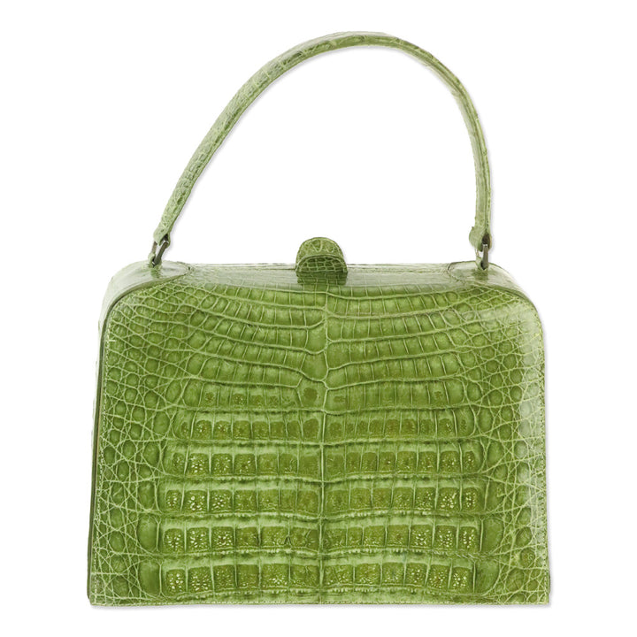 Nancy Gonzalez Green Croc-Embossed Leather Top Handle Bag