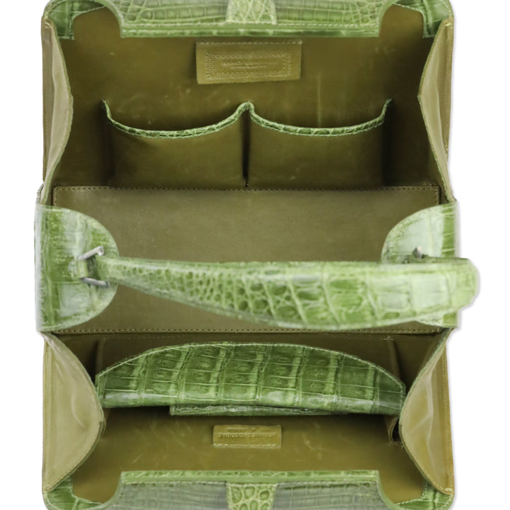 Nancy Gonzalez Green Croc-Embossed Leather Top Handle Bag