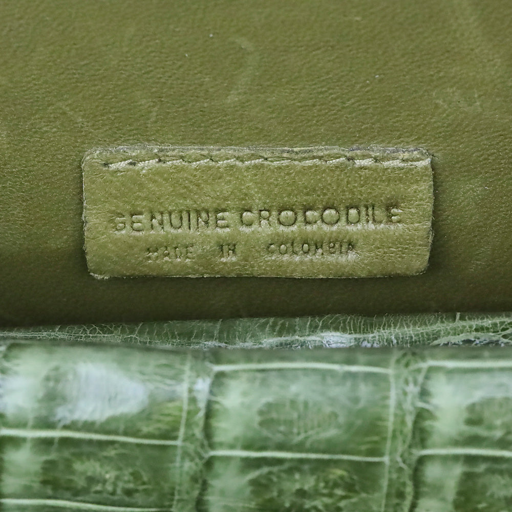 Nancy Gonzalez Green Croc-Embossed Leather Top Handle Bag