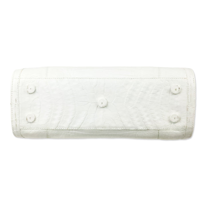 Nancy Gonzalez White Crocodile Leather Top Handle Frame Bag