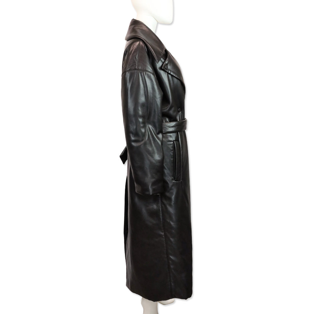 Nanushka Black Vegan Leather Puffer Trench Coat