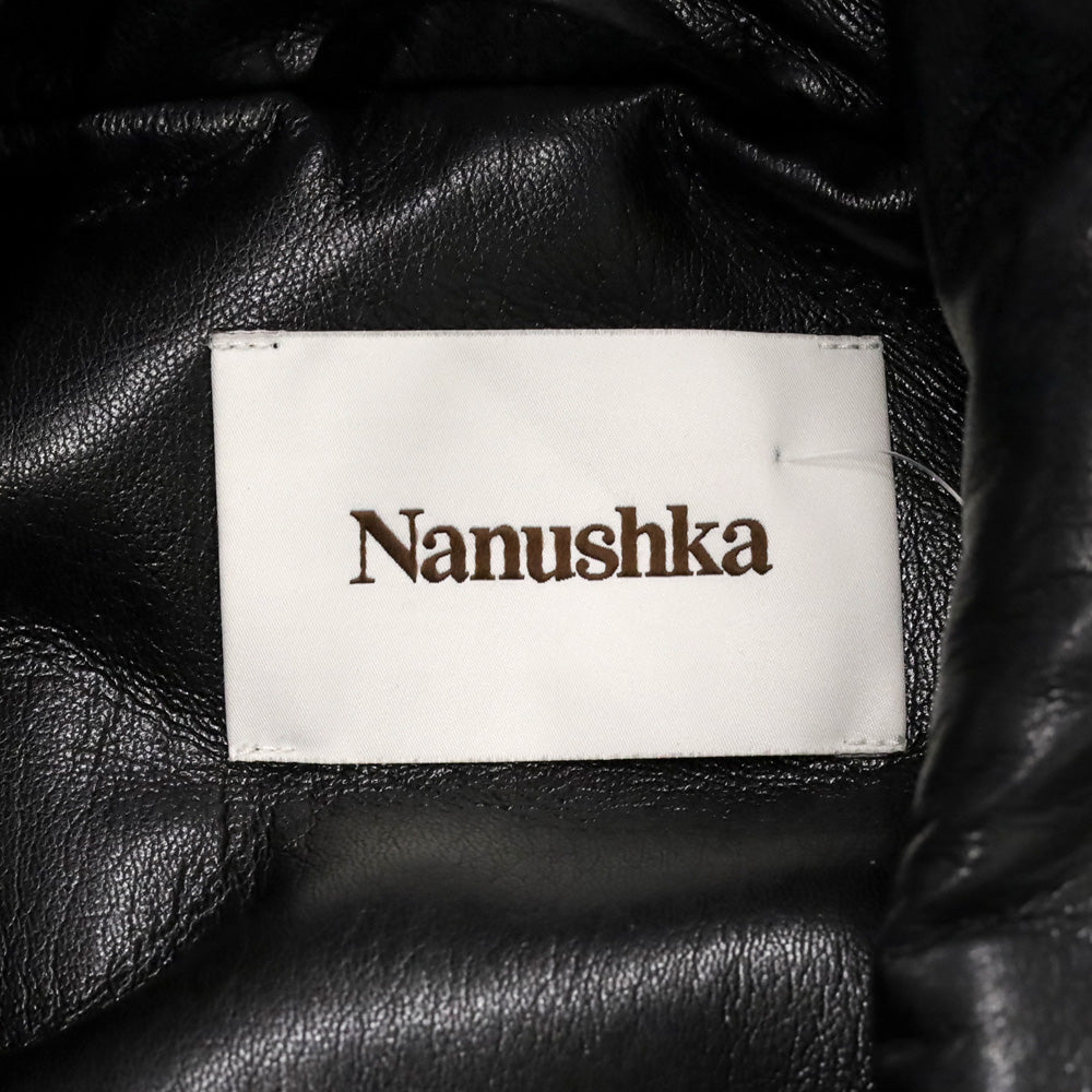 Nanushka Black Vegan Leather Puffer Trench Coat