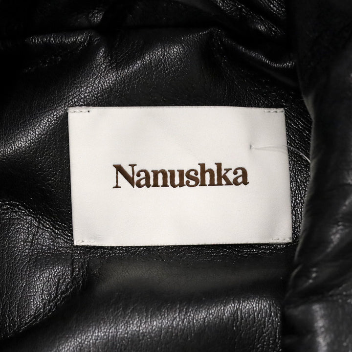 Nanushka Black Vegan Leather Puffer Trench Coat