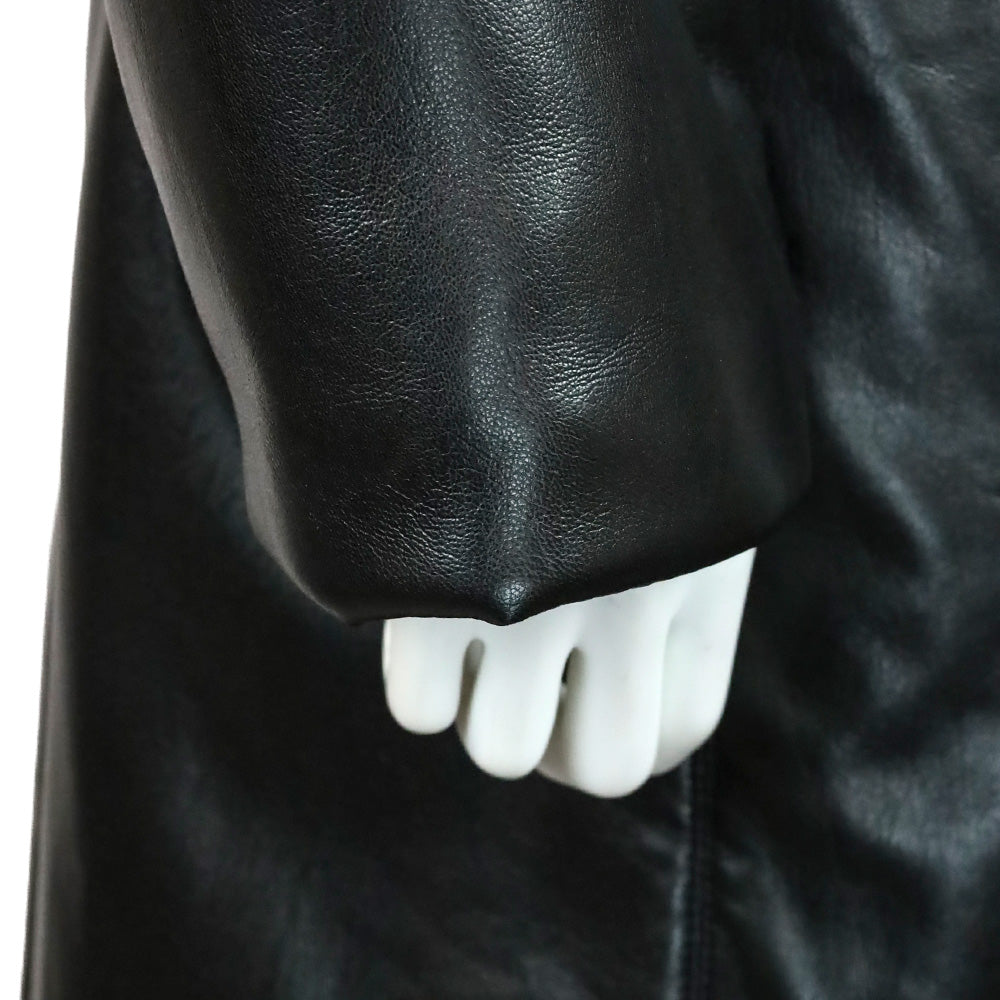 Nanushka Black Vegan Leather Puffer Trench Coat