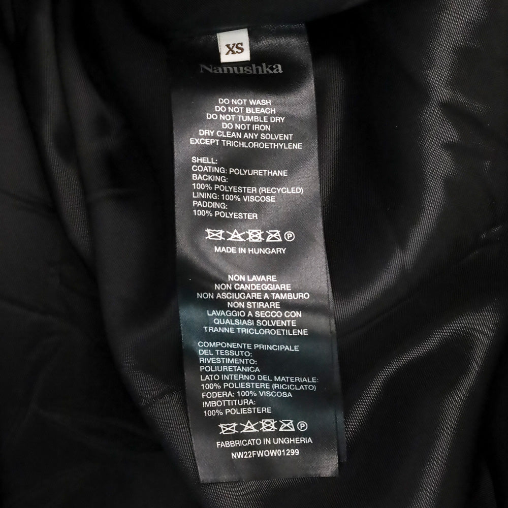 Nanushka Black Vegan Leather Puffer Trench Coat