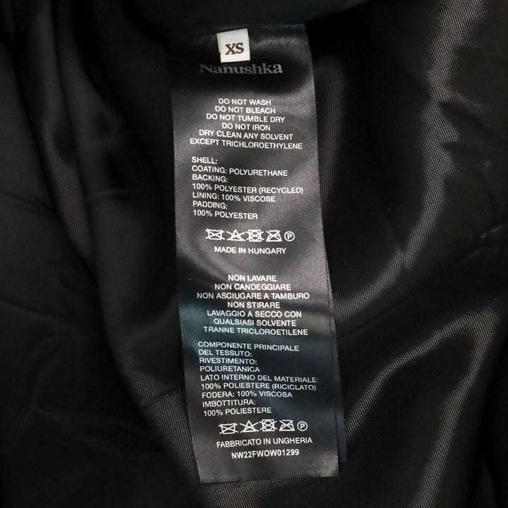 Nanushka Black Vegan Leather Puffer Trench Coat