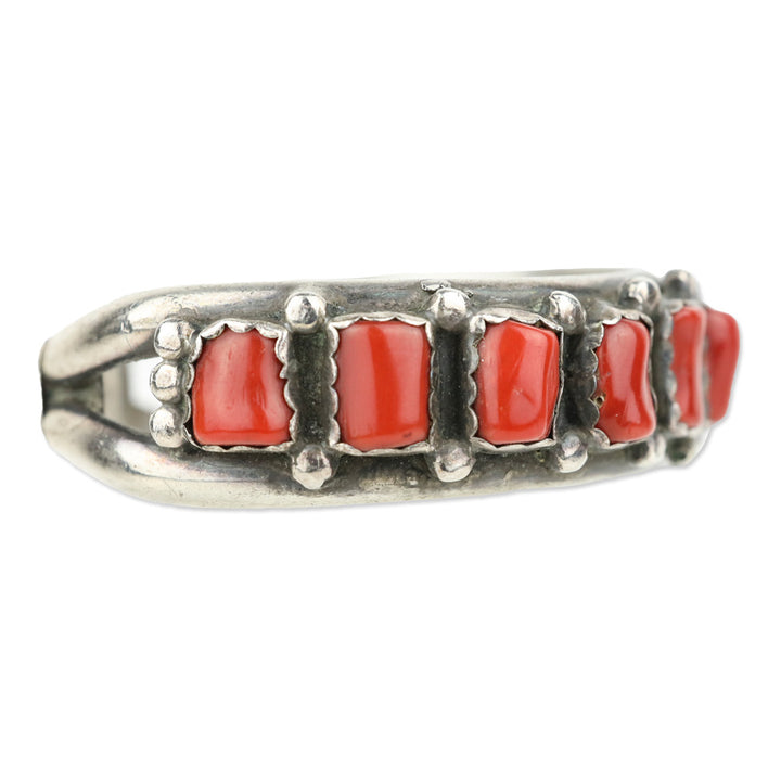 Navajo Mary Matt Sterling Silver/Coral Cuff Bracelet