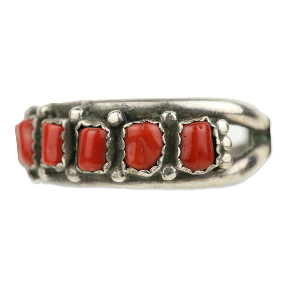 Navajo Mary Matt Sterling Silver/Coral Cuff Bracelet