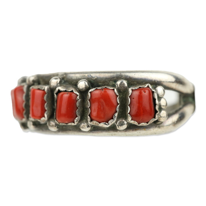Navajo Mary Matt Sterling Silver/Coral Cuff Bracelet