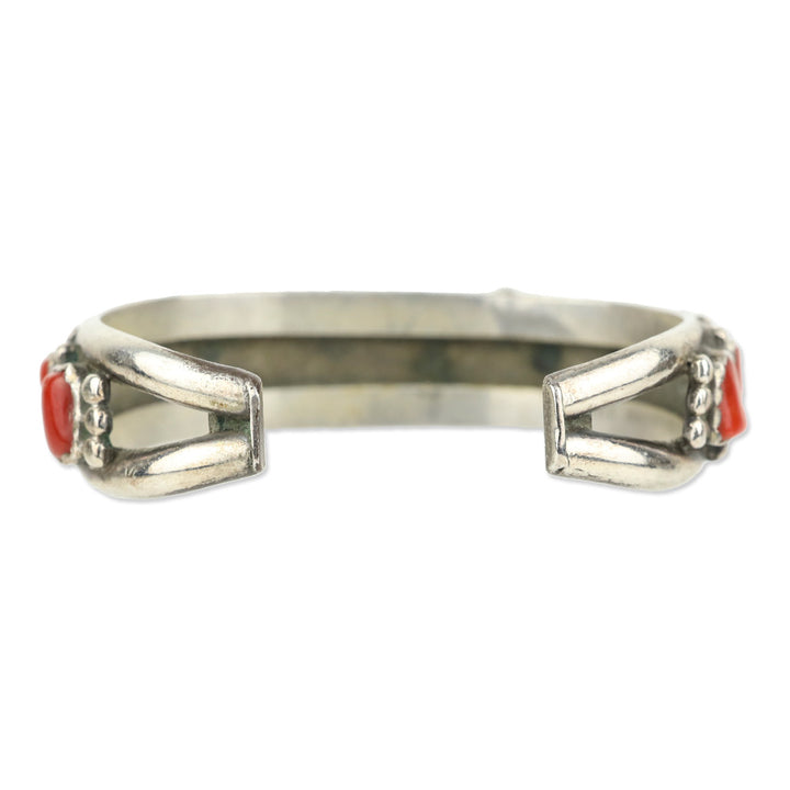 Navajo Mary Matt Sterling Silver/Coral Cuff Bracelet
