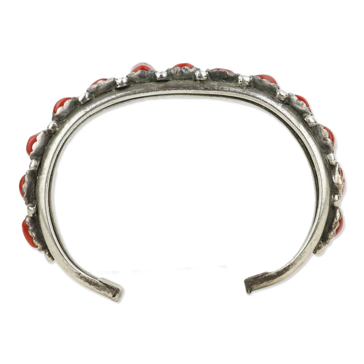 Navajo Mary Matt Sterling Silver/Coral Cuff Bracelet
