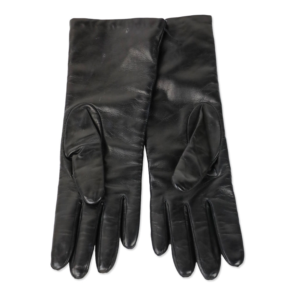 Neiman Marcus Black Leather Cashimere Lined Gloves