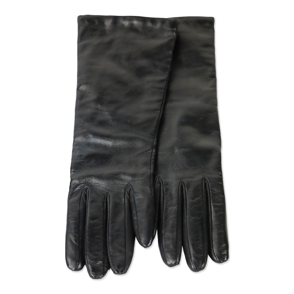Neiman Marcus Black Leather Cashimere Lined Gloves